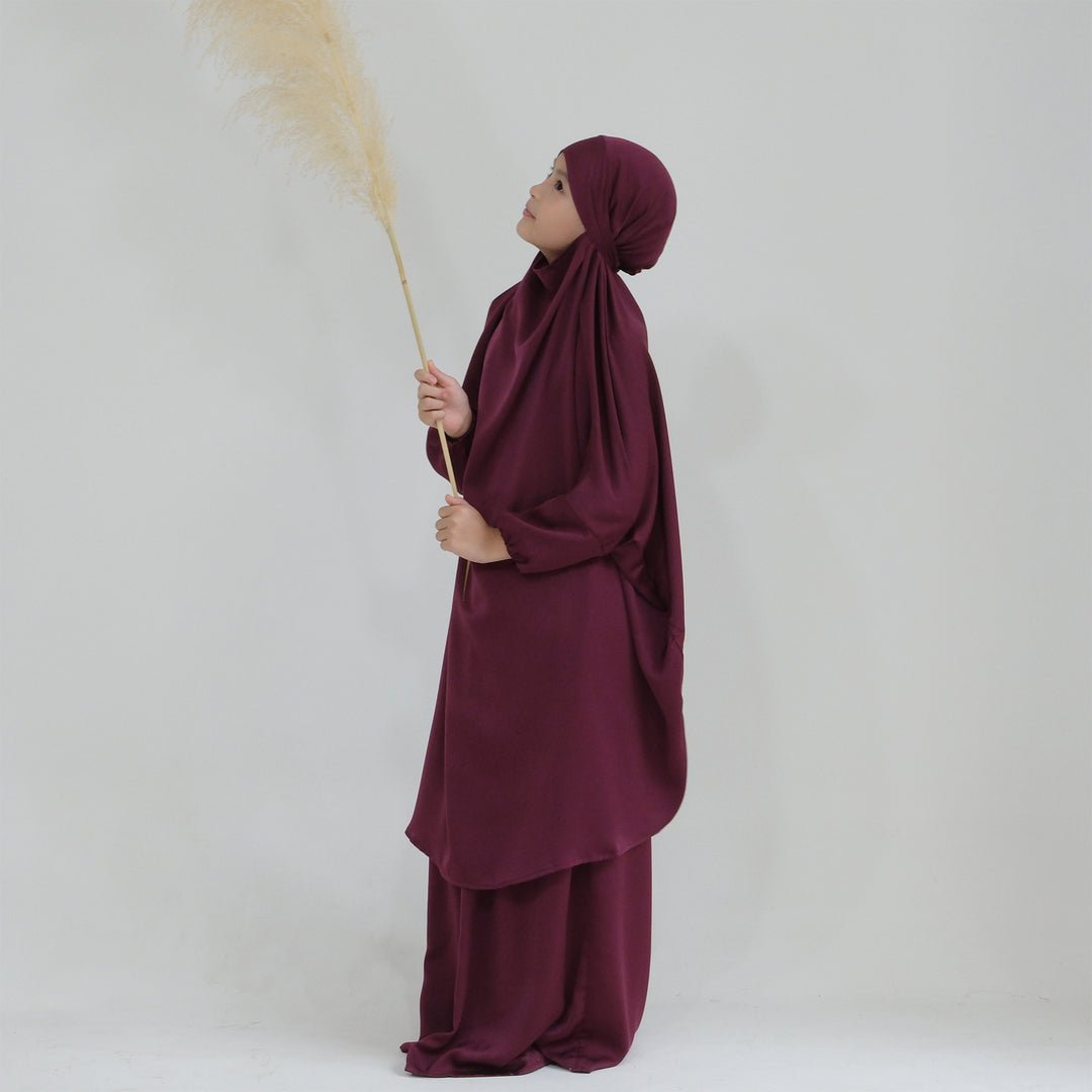 Get trendy with Nabela Kids Jilbab Set - Mulberry - Skirts available at Voilee NY. Grab yours for $44.90 today!