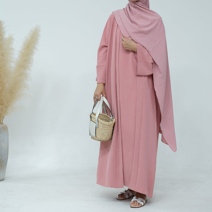 Get trendy with Lea 2-Piece Abaya Set - Pink -  available at Voilee NY. Grab yours for $74.90 today!