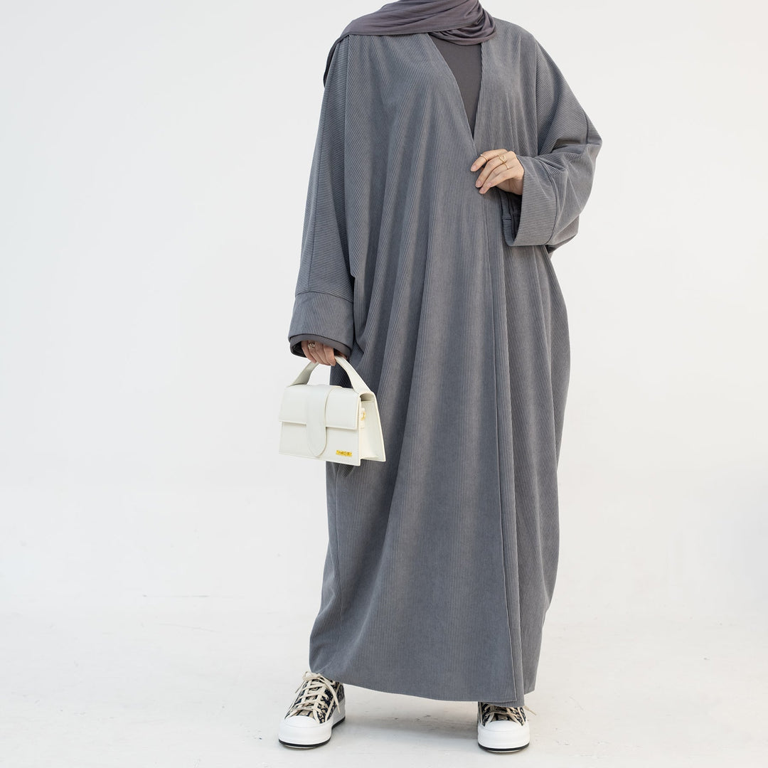 Get trendy with Melissa Corduroy Autumn Duster - Gray - Cardigan available at Voilee NY. Grab yours for $54.90 today!