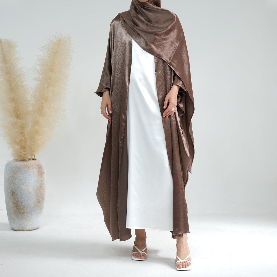 Get trendy with Amalia 3-Piece Abaya Set - Pewter -  available at Voilee NY. Grab yours for $110 today!