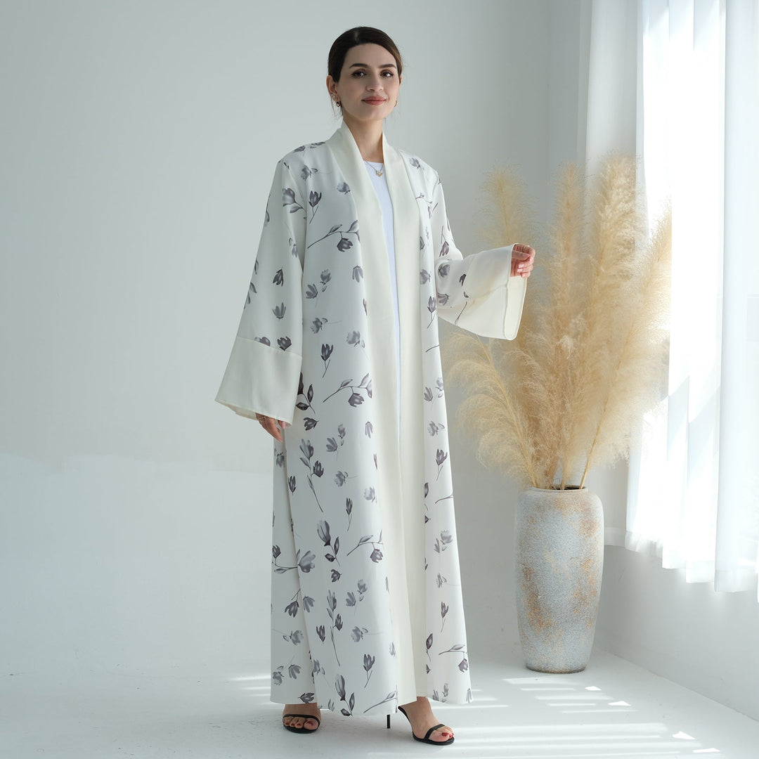 Get trendy with Flora 2-Piece Abaya Set - White -  available at Voilee NY. Grab yours for $89.90 today!