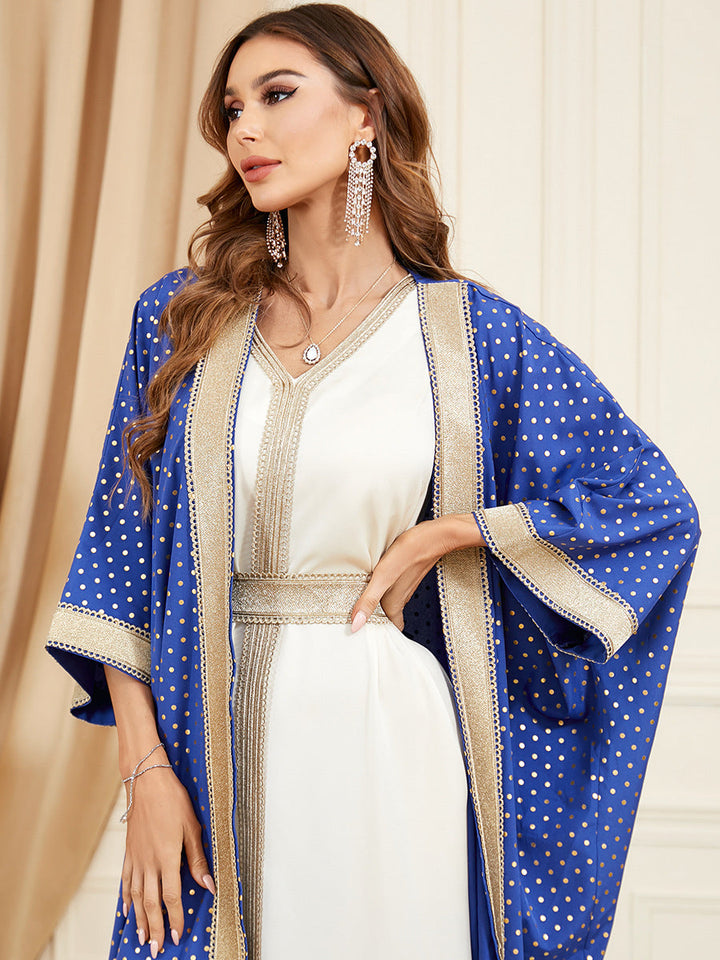 Get trendy with Jade Polka Kaftan Blue - Limited - Dresses available at Voilee NY. Grab yours for $89.90 today!