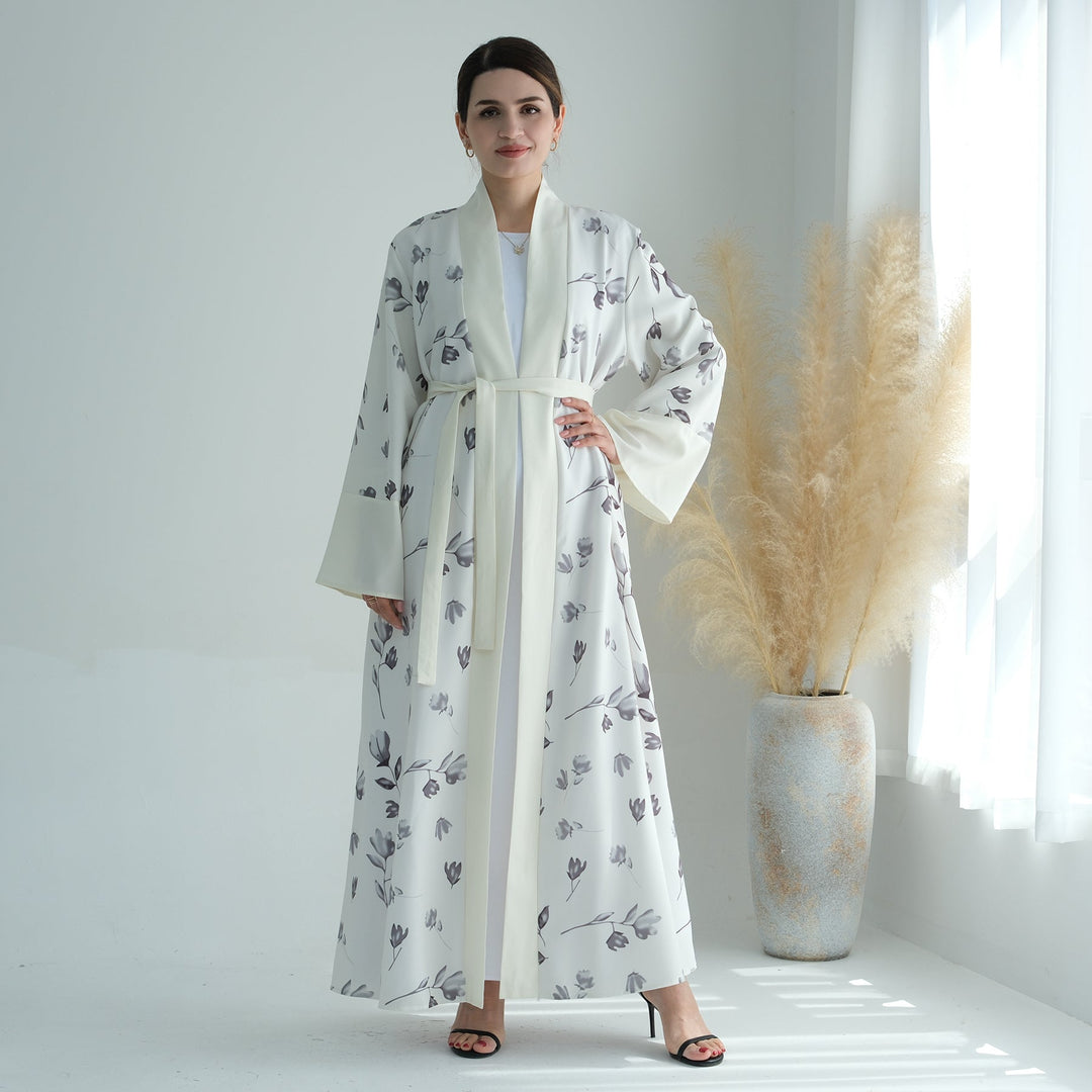 Get trendy with Flora 2-Piece Abaya Set - White -  available at Voilee NY. Grab yours for $89.90 today!