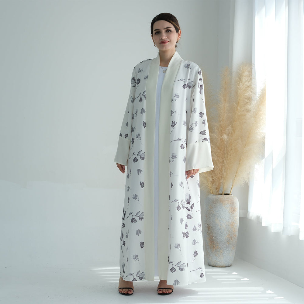 Get trendy with Flora 2-Piece Abaya Set - White -  available at Voilee NY. Grab yours for $110 today!