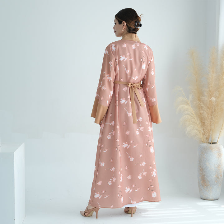 Get trendy with Flora 2-Piece Abaya Set - Cinnamon -  available at Voilee NY. Grab yours for $110 today!