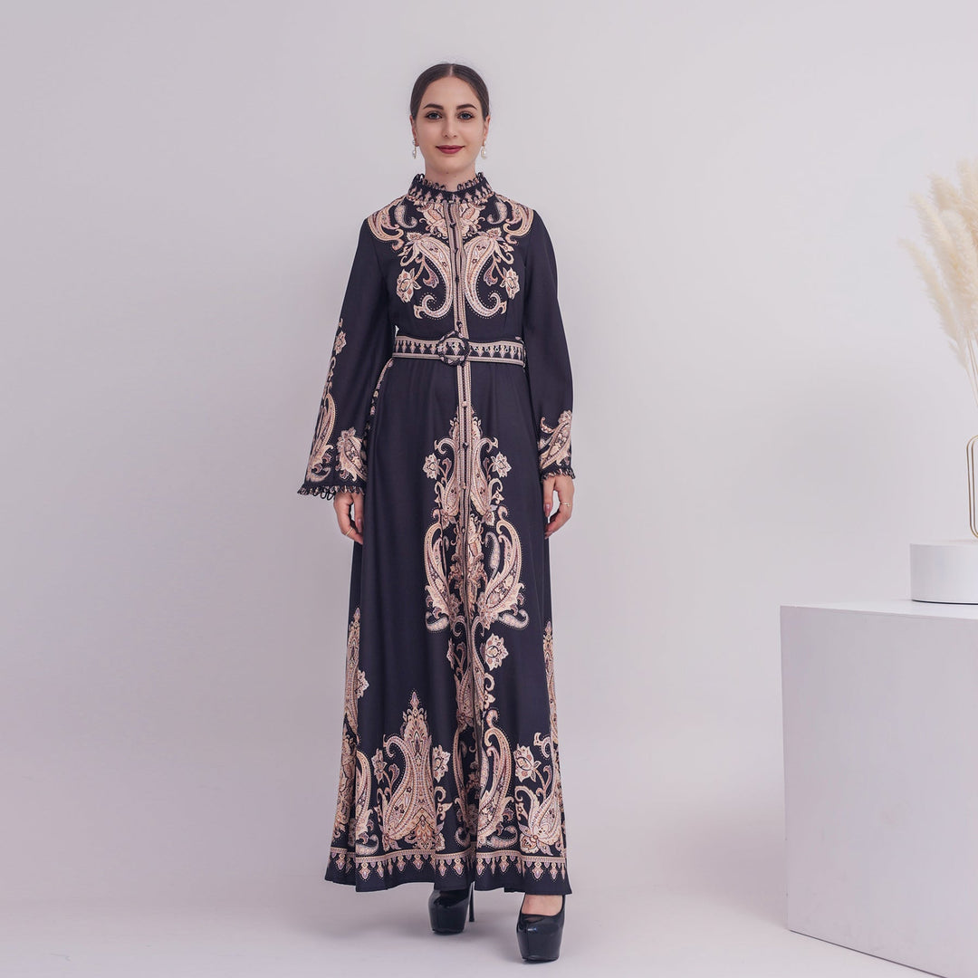 Get trendy with Sanah Long Sleeve Kaftan - Black - Dresses available at Voilee NY. Grab yours for $79.90 today!