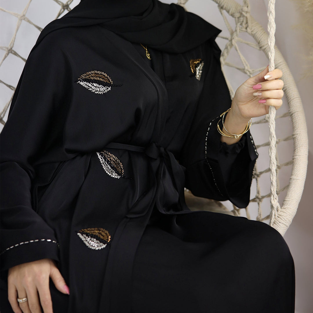 Get trendy with Basma Abaya Set - Black - Dresses available at Voilee NY. Grab yours for $120 today!