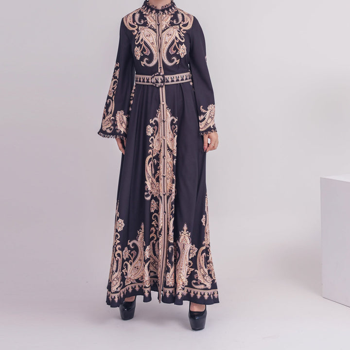 Get trendy with Sanah Long Sleeve Kaftan - Black - Dresses available at Voilee NY. Grab yours for $79.90 today!