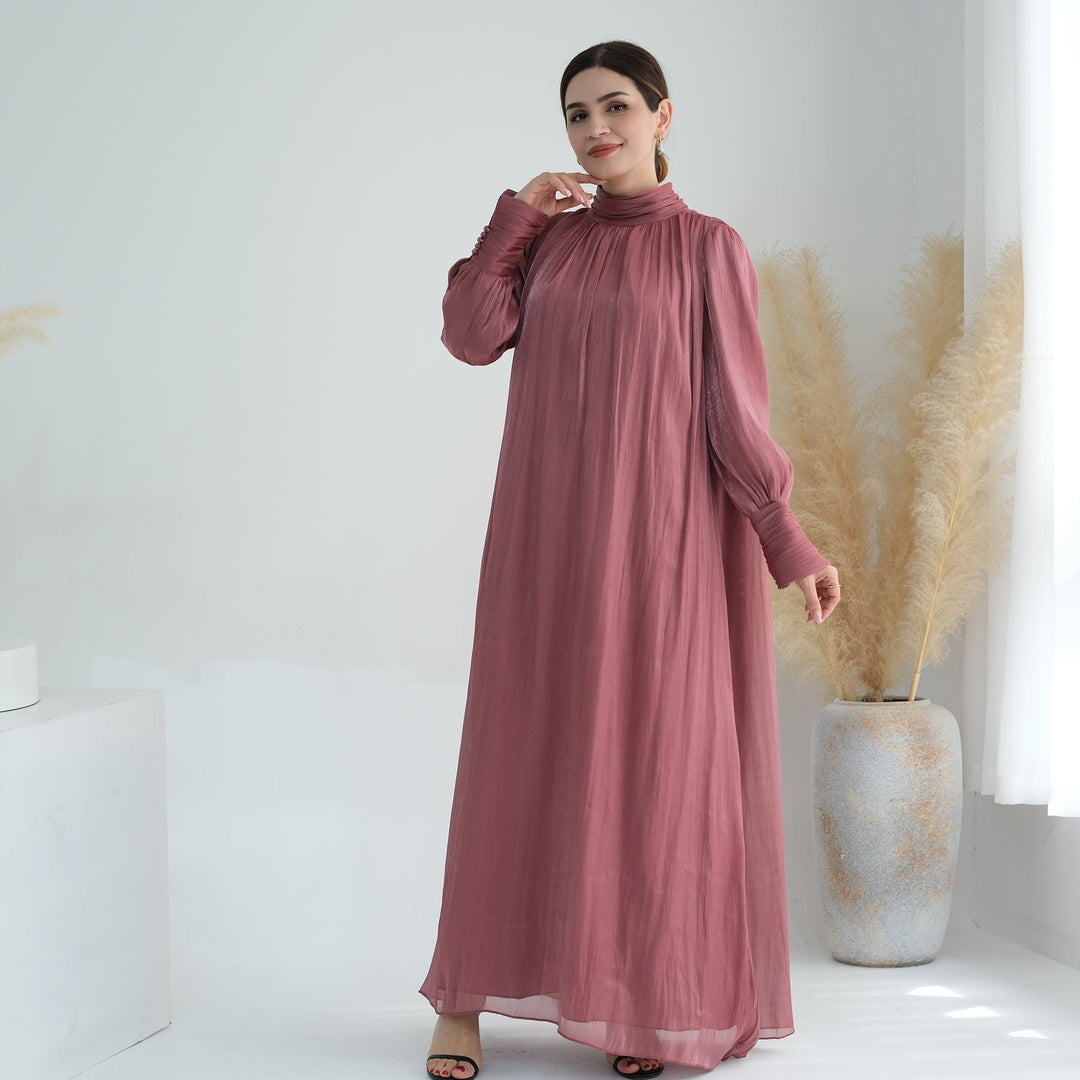 Get trendy with Indira Sparkles Long Sleeve Maxi Dress - Magenta - Dresses available at Voilee NY. Grab yours for $69.90 today!