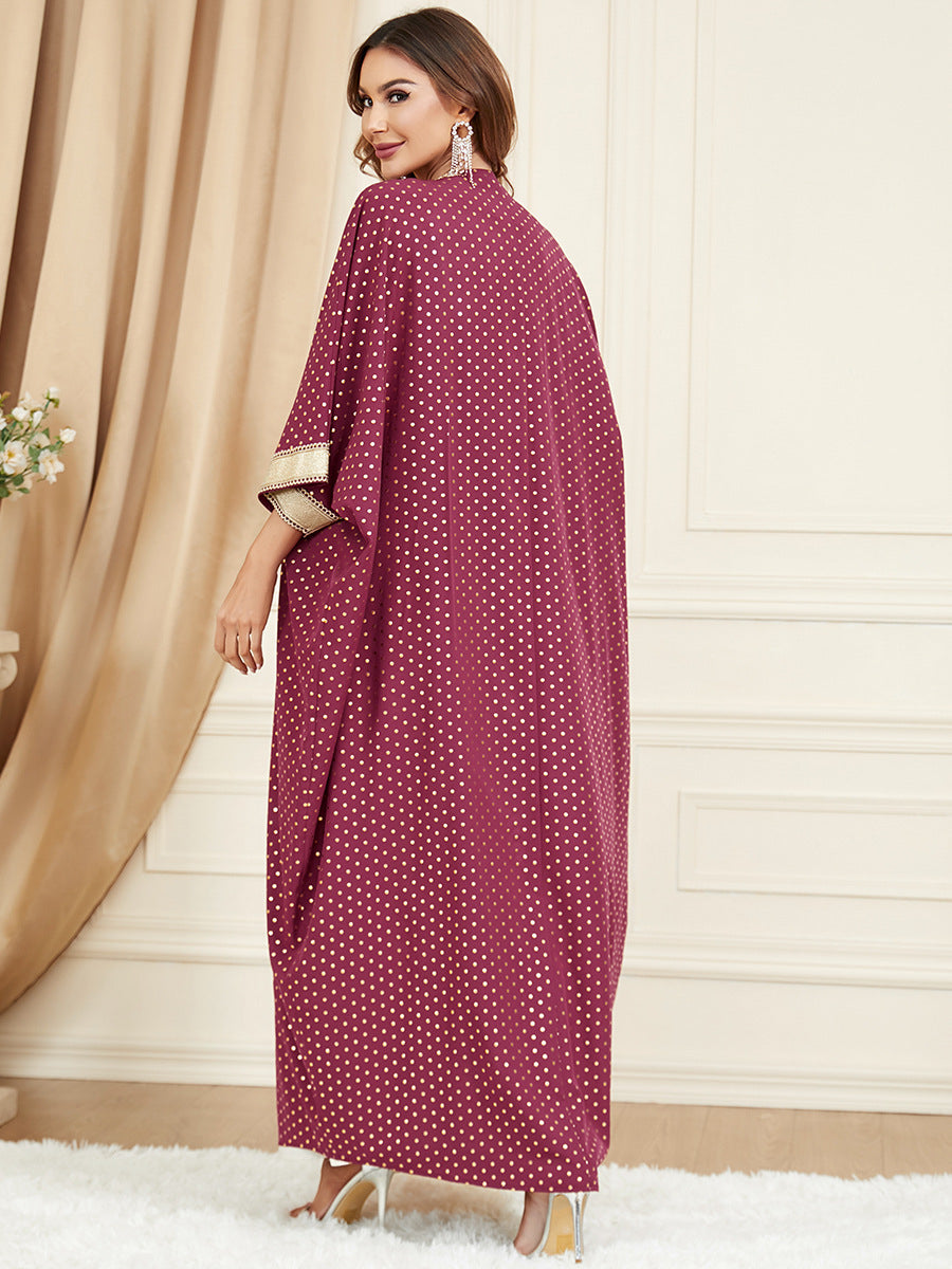 Get trendy with Jade Polka Kaftan Ruby - Limited - Dresses available at Voilee NY. Grab yours for $89.90 today!