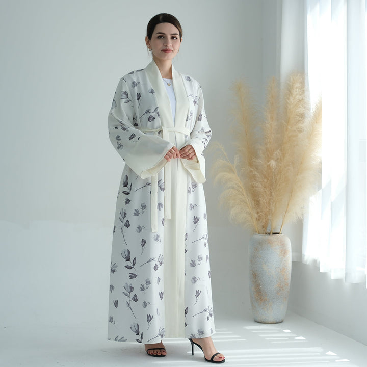 Get trendy with Flora 2-Piece Abaya Set - White -  available at Voilee NY. Grab yours for $89.90 today!