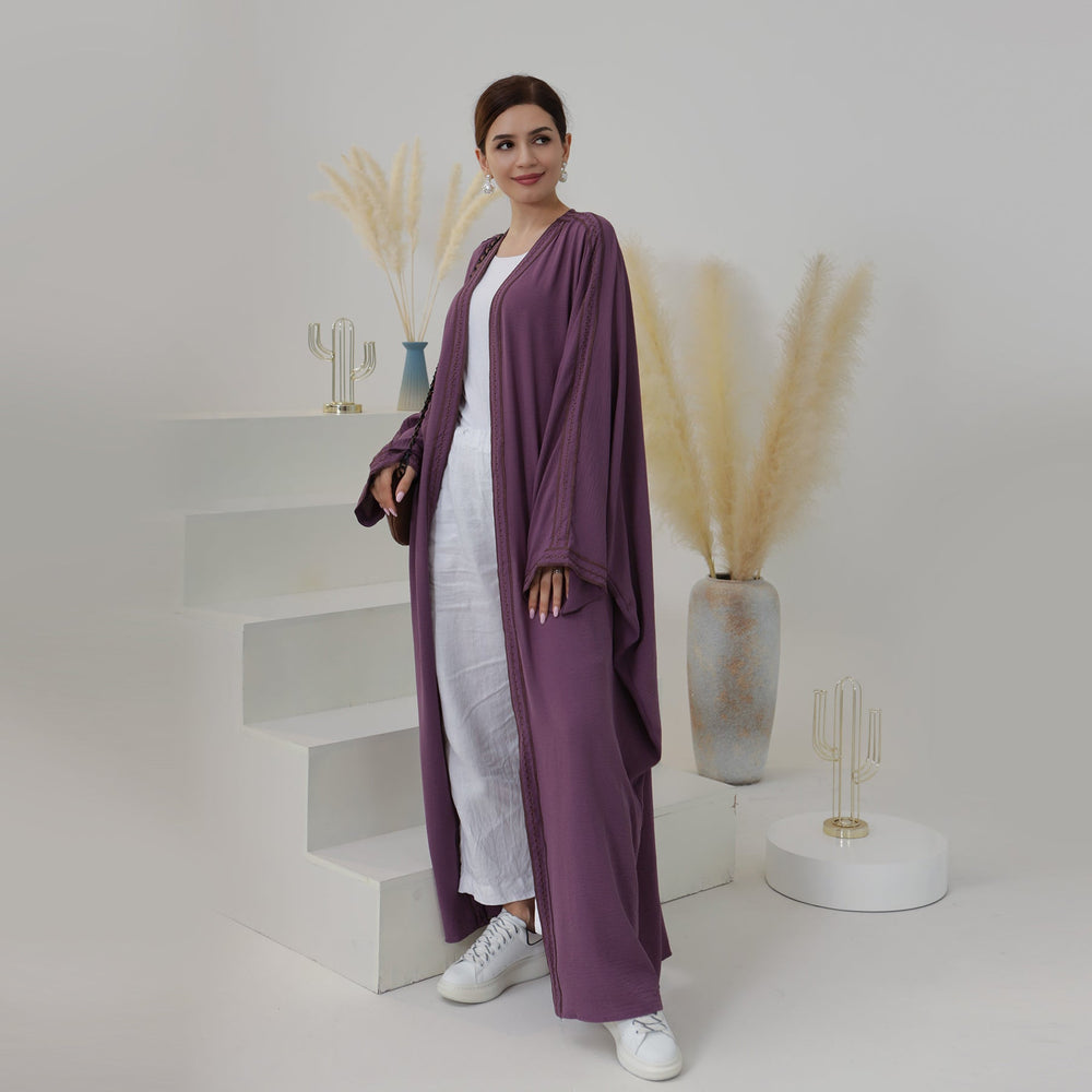 Get trendy with Fati Textured Duster - Purple - Cardigan available at Voilee NY. Grab yours for $44.90 today!