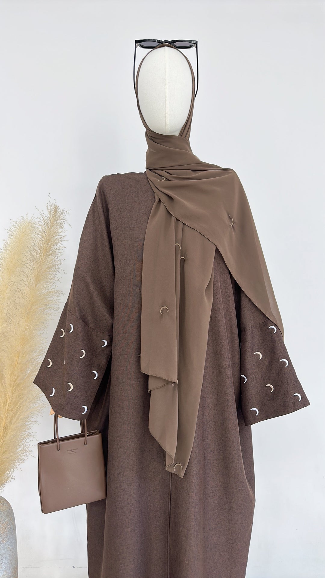 Get trendy with Iris Lightweight Duster Open Abaya - Brown - Cardigan available at Voilee NY. Grab yours for $54.90 today!