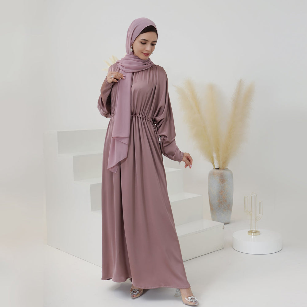 Get trendy with Kristal Satin Maxi Dress - Mauve - Dresses available at Voilee NY. Grab yours for $54.99 today!
