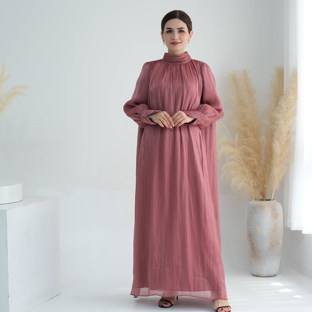Get trendy with Indira Sparkles Long Sleeve Maxi Dress - Magenta - Dresses available at Voilee NY. Grab yours for $69.90 today!