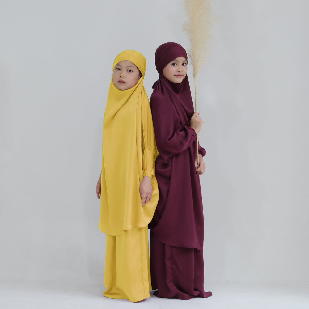 Get trendy with Nabela Kids Jilbab Set - Yellow - Skirts available at Voilee NY. Grab yours for $44.90 today!