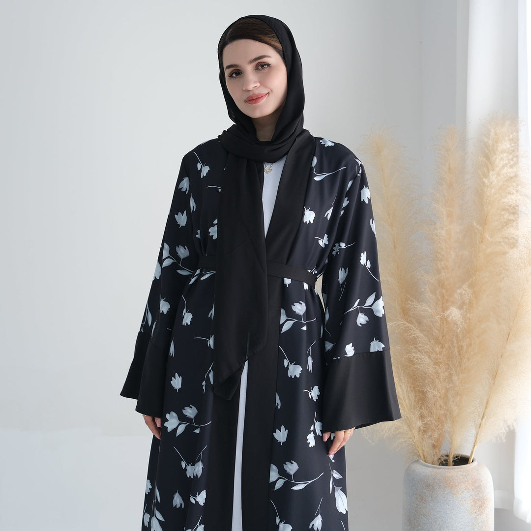 Get trendy with Flora 2-Piece Abaya Set - Black -  available at Voilee NY. Grab yours for $89.90 today!