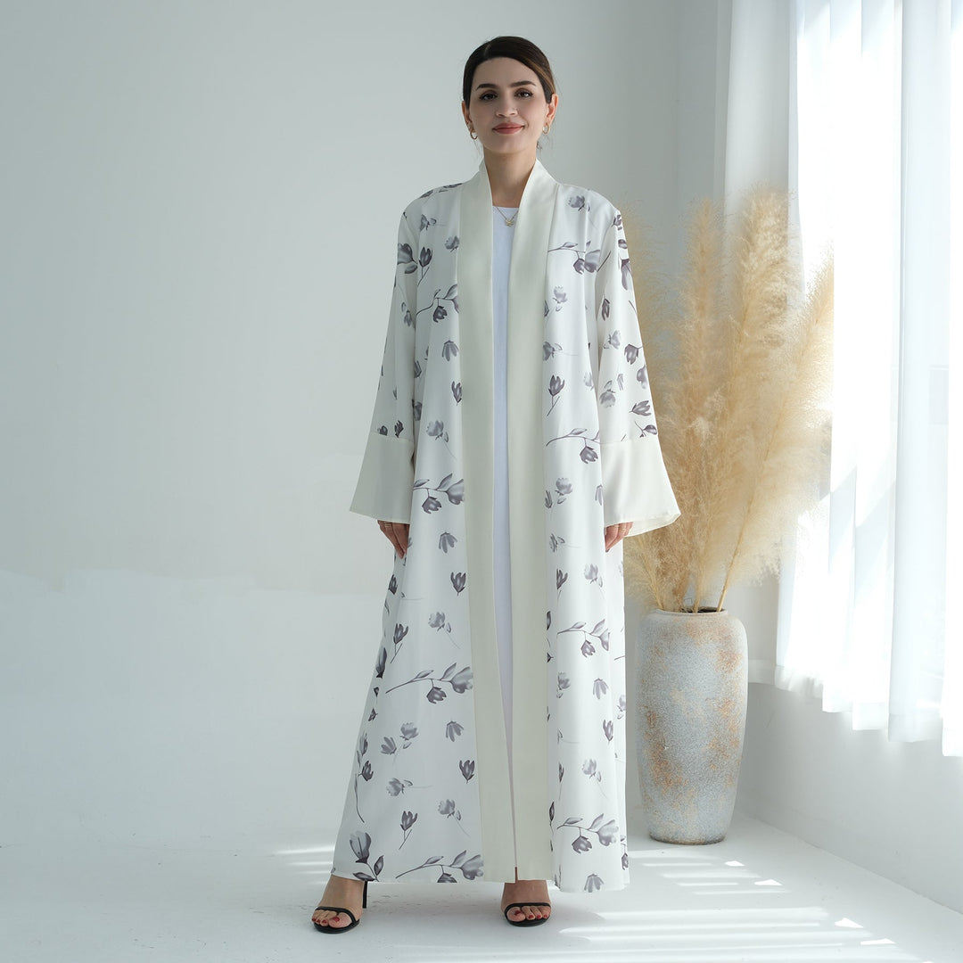 Get trendy with Flora 2-Piece Abaya Set - White -  available at Voilee NY. Grab yours for $110 today!