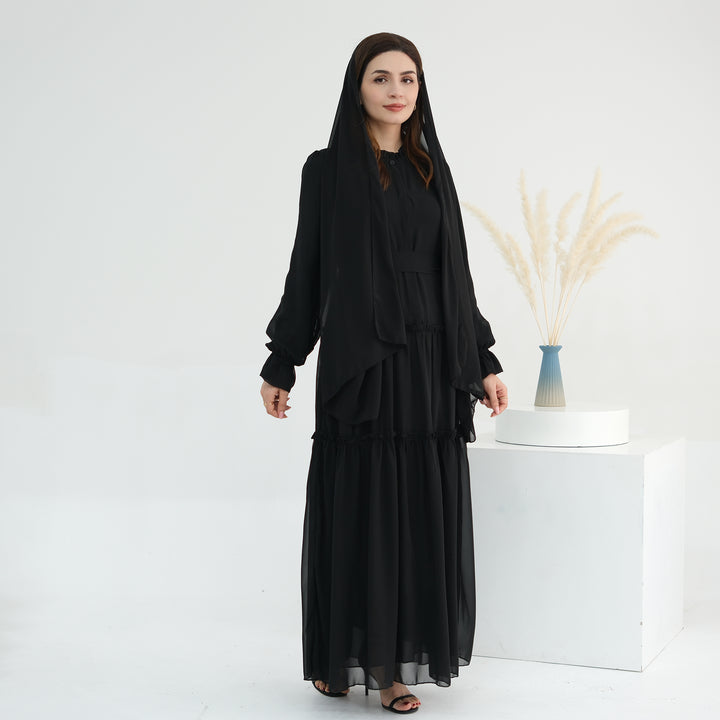 Get trendy with Molly Prairie Chiffon Maxi Dress - Black - Dresses available at Voilee NY. Grab yours for $69.90 today!