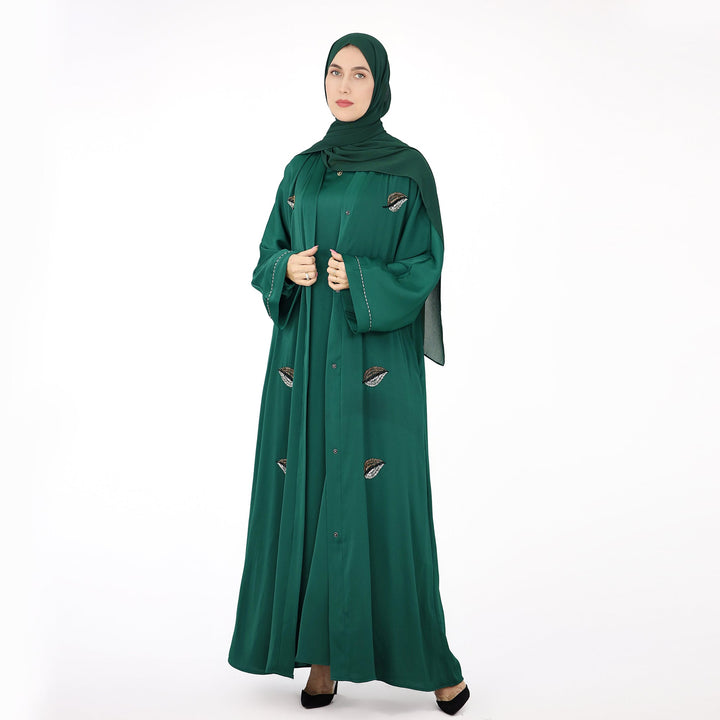Get trendy with Basma Abaya Set - Green - Dresses available at Voilee NY. Grab yours for $120 today!