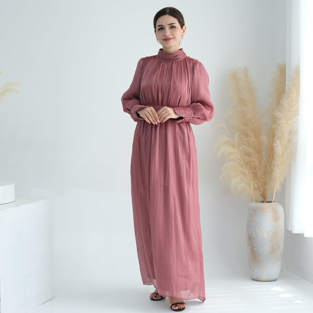 Get trendy with Indira Sparkles Long Sleeve Maxi Dress - Magenta - Dresses available at Voilee NY. Grab yours for $69.90 today!