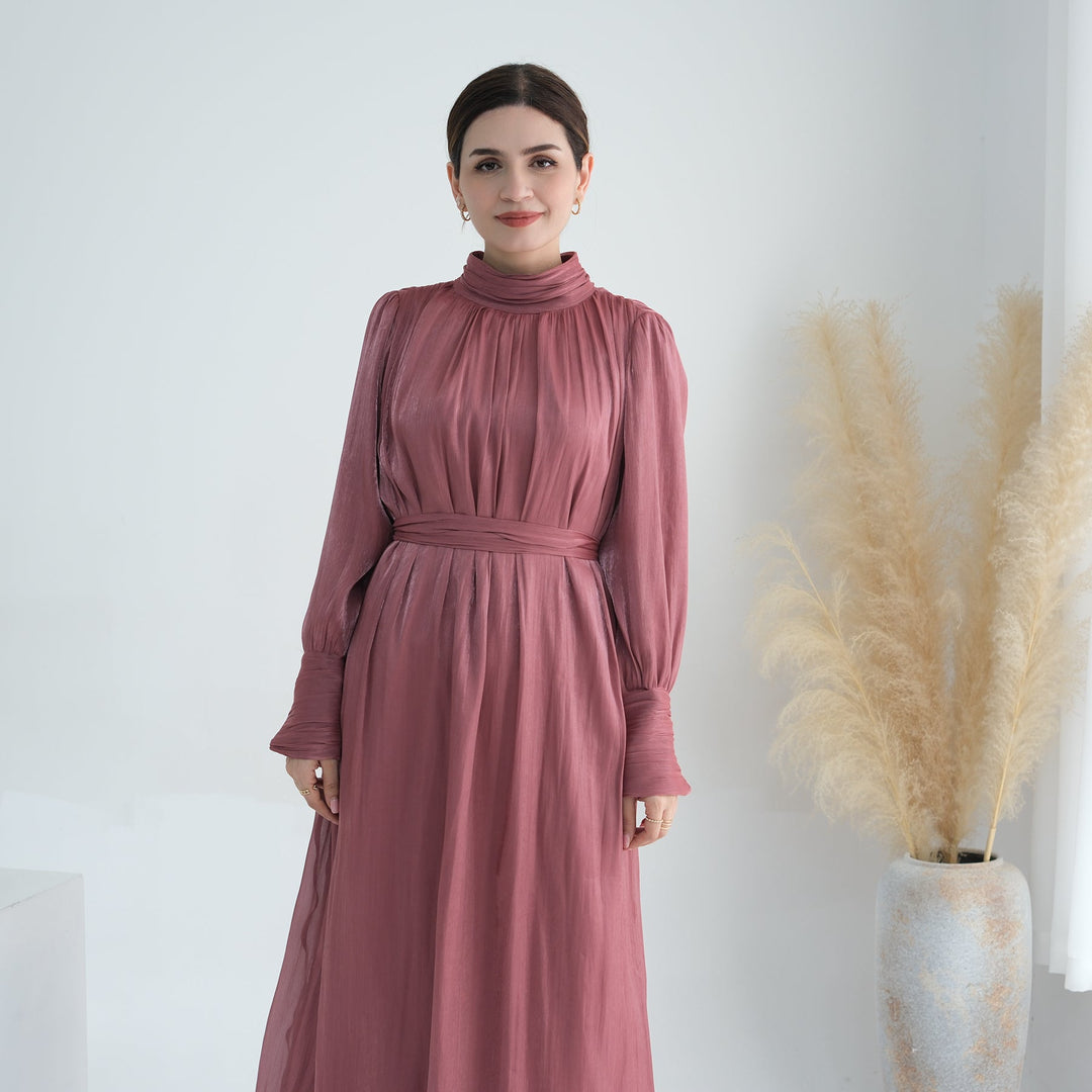 Get trendy with Indira Sparkles Long Sleeve Maxi Dress - Magenta - Dresses available at Voilee NY. Grab yours for $69.90 today!