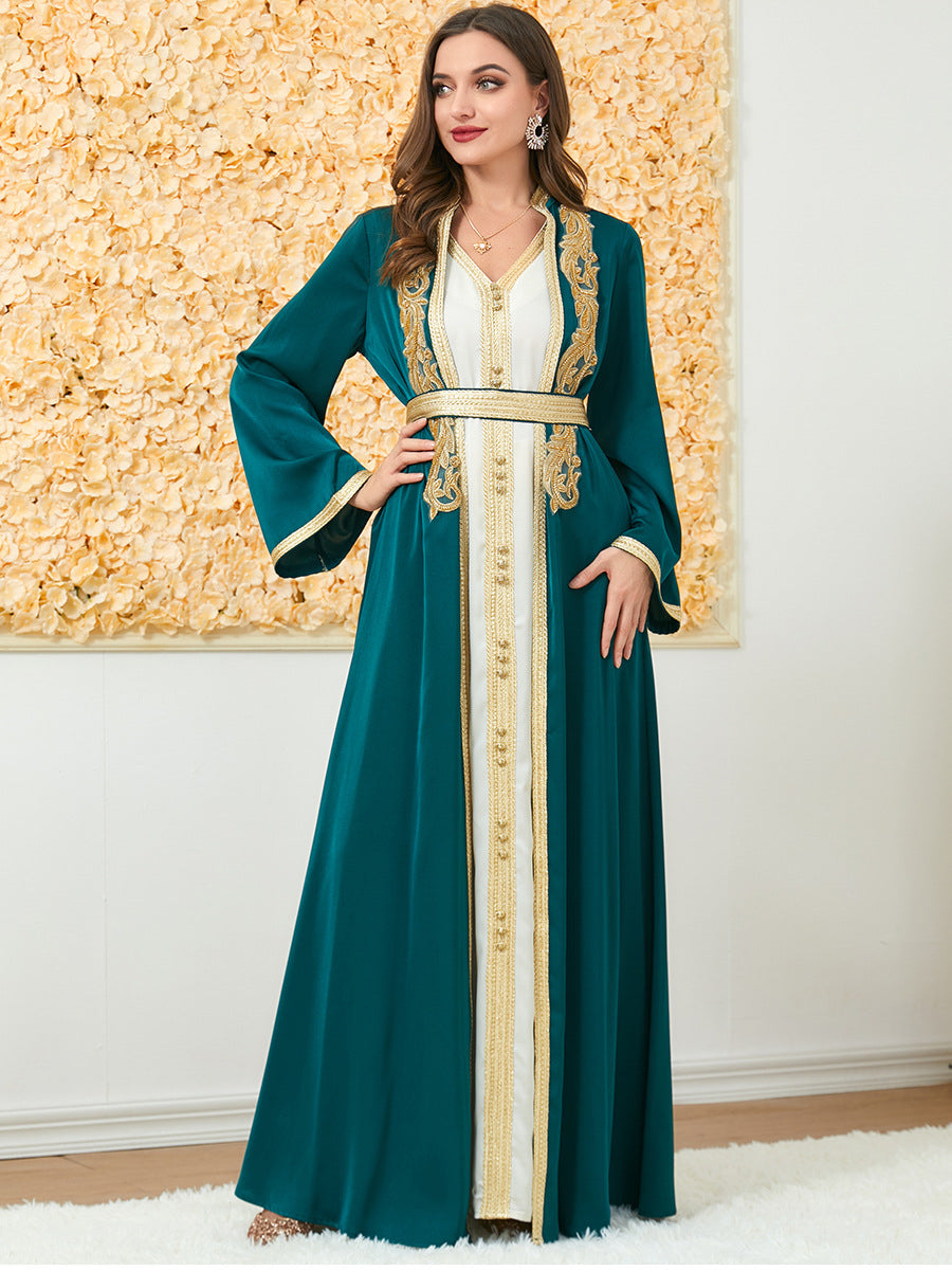 Get trendy with Yasmin Kaftan - Emerald - Dresses available at Voilee NY. Grab yours for $120 today!