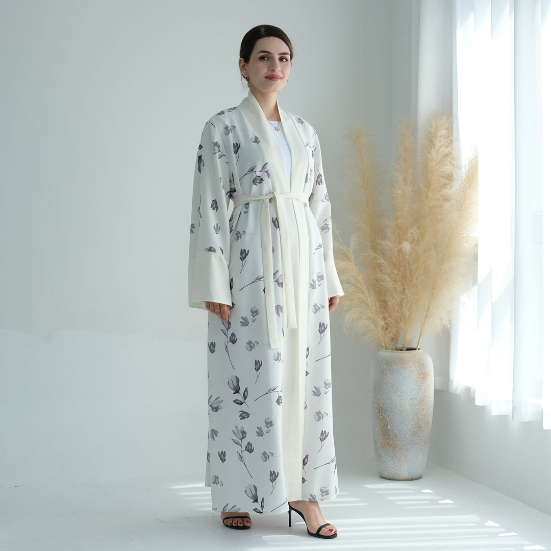 Get trendy with Flora 2-Piece Abaya Set - White -  available at Voilee NY. Grab yours for $89.90 today!