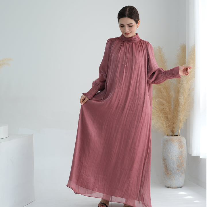 Get trendy with Indira Sparkles Long Sleeve Maxi Dress - Magenta - Dresses available at Voilee NY. Grab yours for $69.90 today!