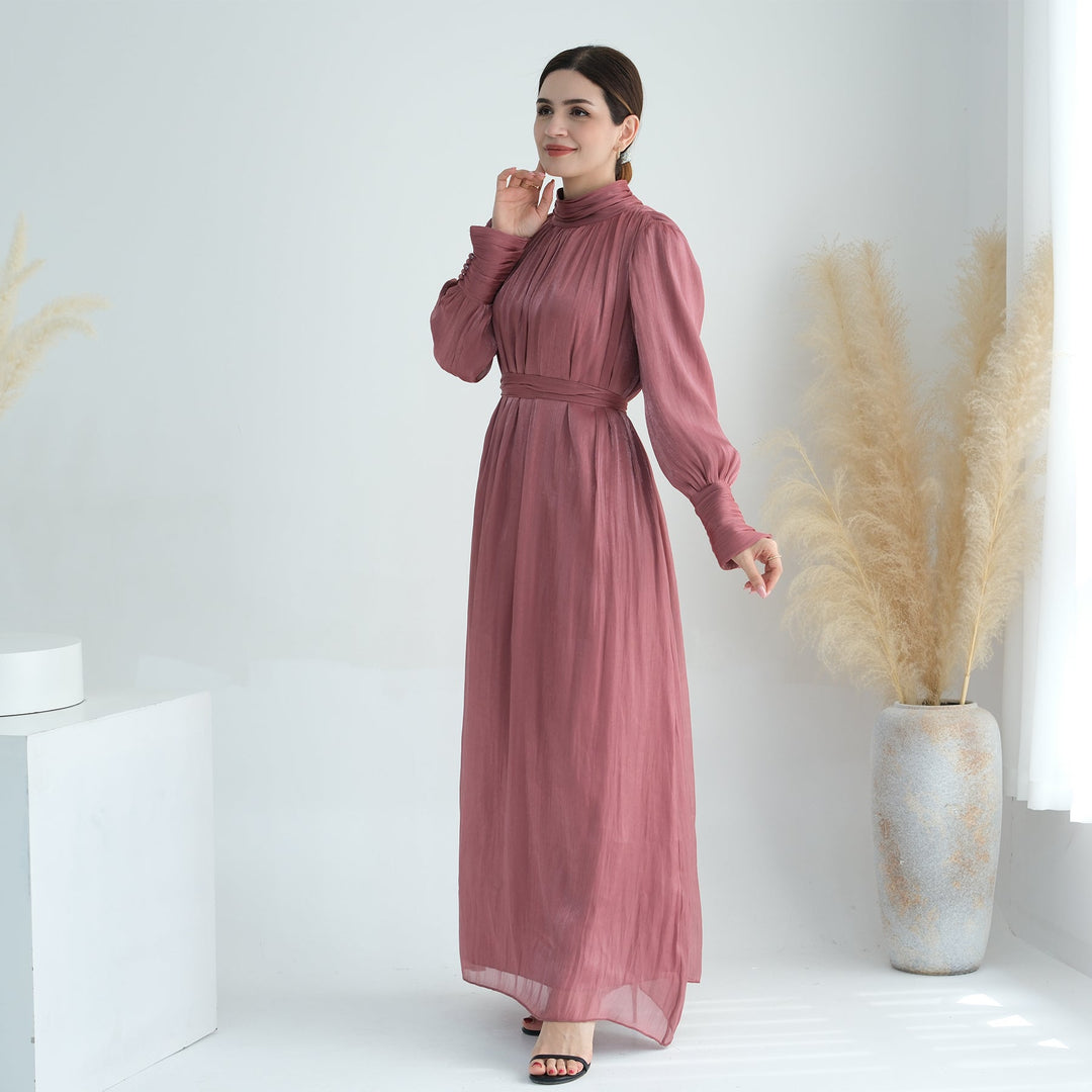 Get trendy with Indira Sparkles Long Sleeve Maxi Dress - Magenta - Dresses available at Voilee NY. Grab yours for $69.90 today!