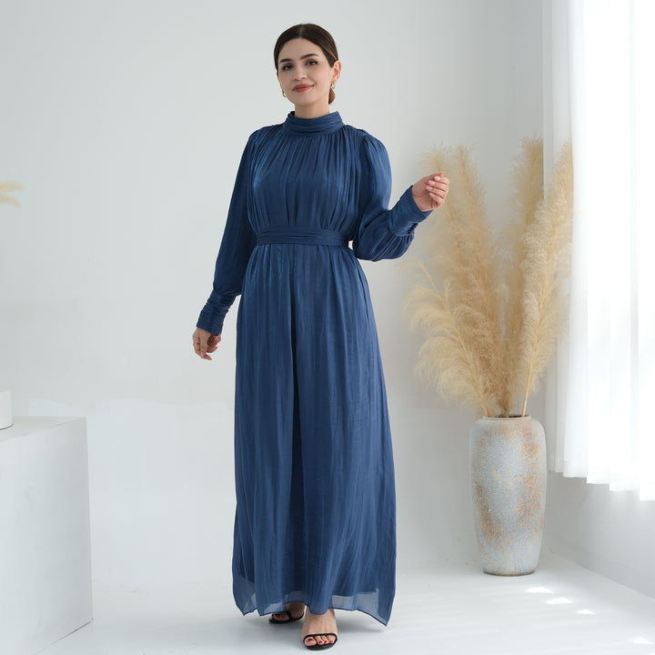 Get trendy with Indira Sparkles Long Sleeve Maxi Dress - Blue - Dresses available at Voilee NY. Grab yours for $69.90 today!