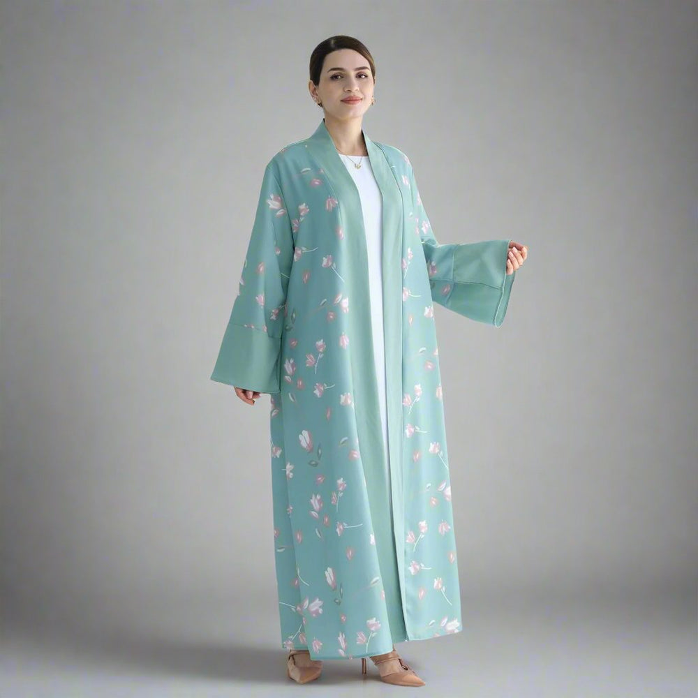 Get trendy with Flora 2-Piece Abaya Set - Green -  available at Voilee NY. Grab yours for $89.90 today!