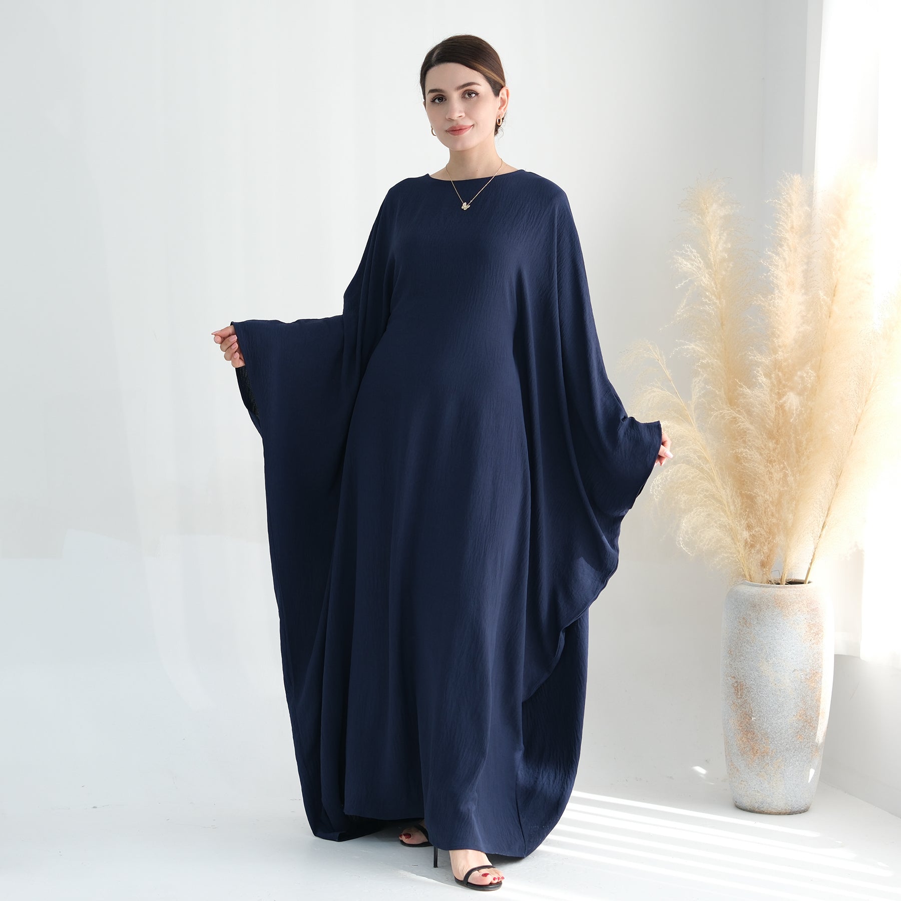 Voilee NY Naimah Textured Butterfly Abaya Navy 1