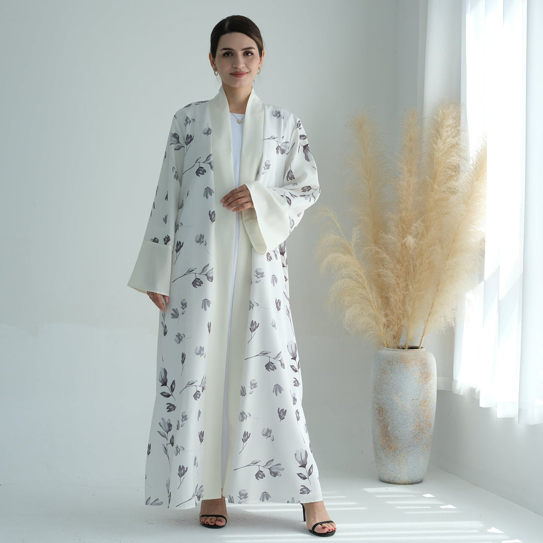 Get trendy with Flora 2-Piece Abaya Set - White -  available at Voilee NY. Grab yours for $89.90 today!