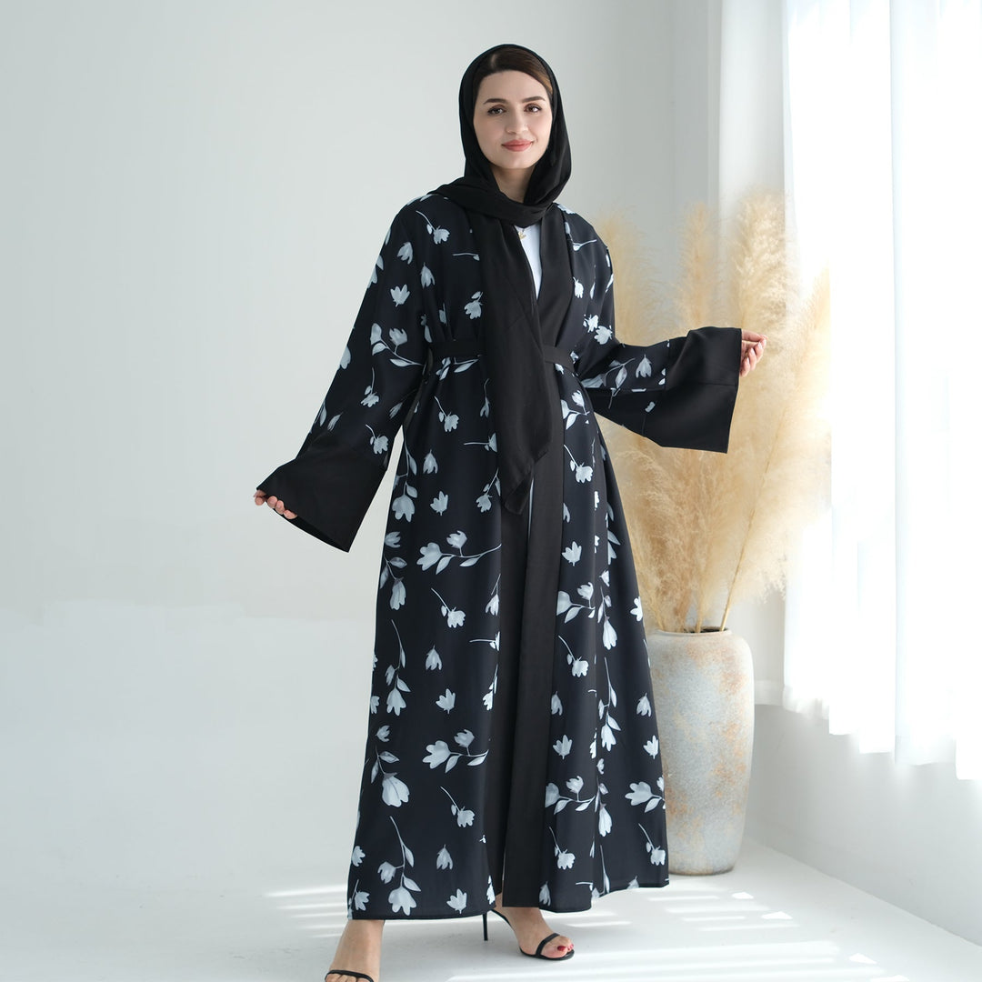 Get trendy with Flora 2-Piece Abaya Set - Black -  available at Voilee NY. Grab yours for $89.90 today!