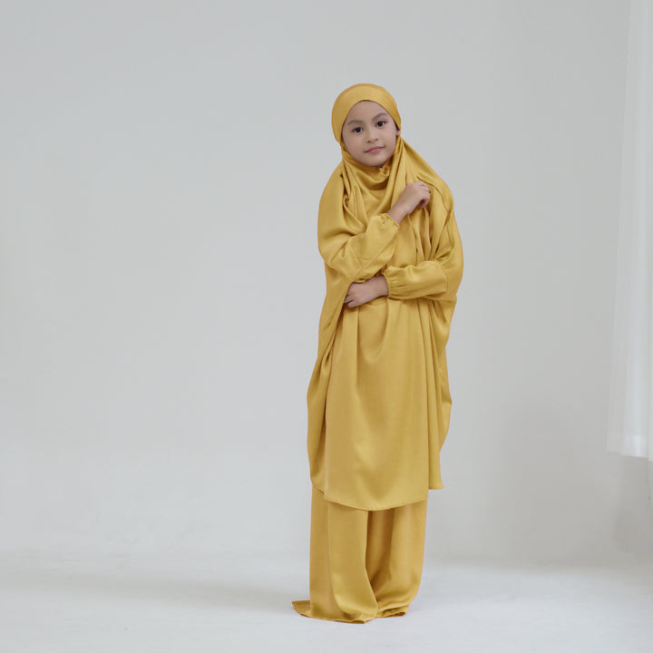 Get trendy with Nabela Kids Jilbab Set - Yellow - Skirts available at Voilee NY. Grab yours for $44.90 today!