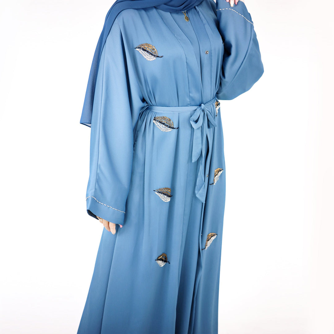 Get trendy with Basma Abaya Set - Teal - Dresses available at Voilee NY. Grab yours for $120 today!