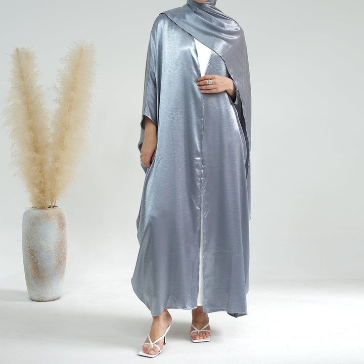Get trendy with Amalia 3-Piece Abaya Set - Steel -  available at Voilee NY. Grab yours for $110 today!