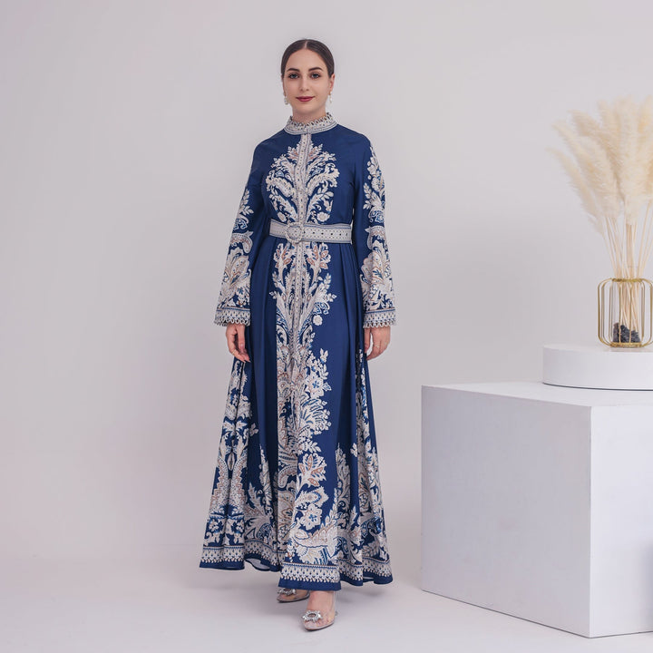 Get trendy with Sanah Long Sleeve Kaftan - Blue - Dresses available at Voilee NY. Grab yours for $79.90 today!