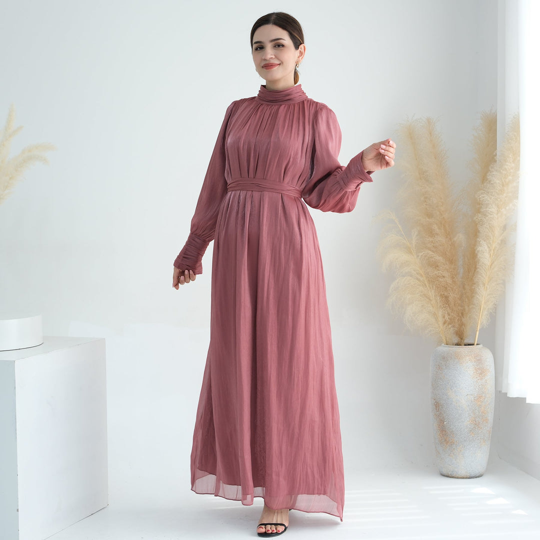 Get trendy with Indira Sparkles Long Sleeve Maxi Dress - Magenta - Dresses available at Voilee NY. Grab yours for $69.90 today!