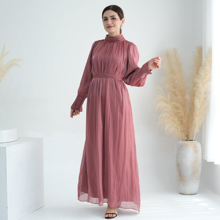 Get trendy with Indira Sparkles Long Sleeve Maxi Dress - Magenta - Dresses available at Voilee NY. Grab yours for $69.90 today!