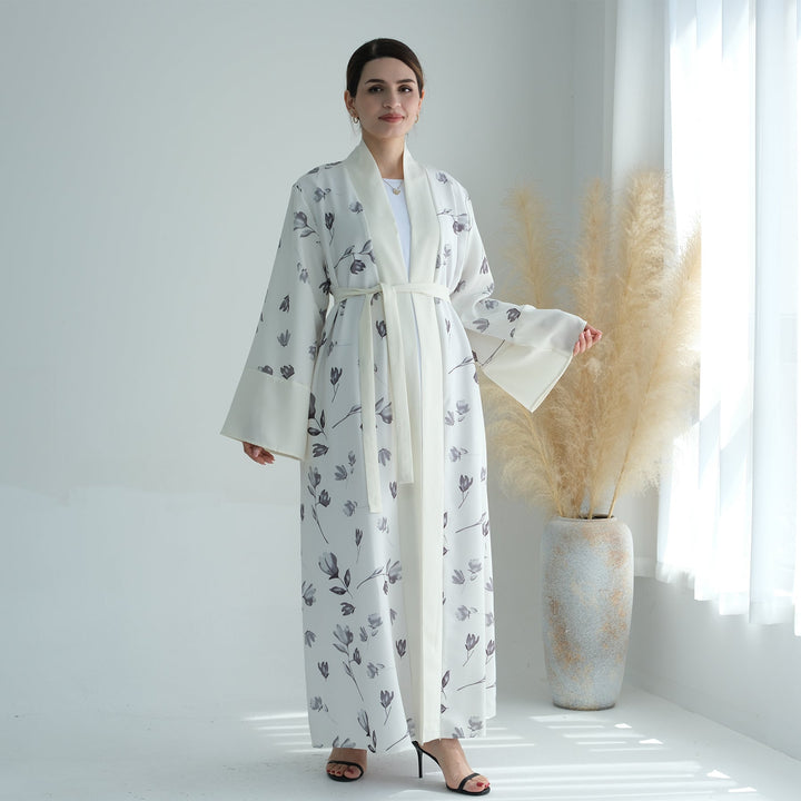 Get trendy with Flora 2-Piece Abaya Set - White -  available at Voilee NY. Grab yours for $89.90 today!