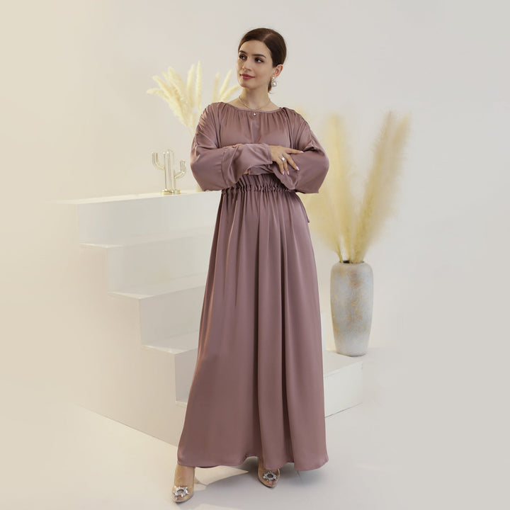 Get trendy with Kristal Satin Maxi Dress - Mauve - Dresses available at Voilee NY. Grab yours for $54.99 today!