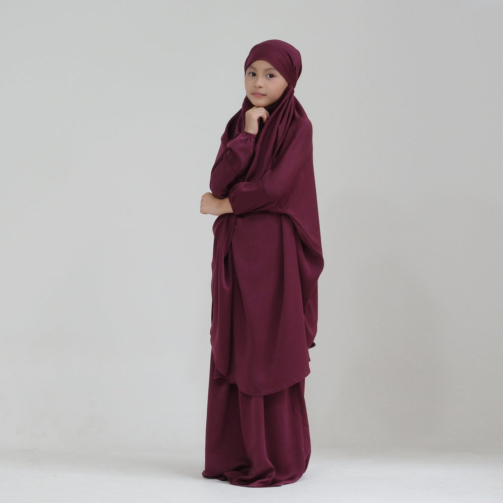 Get trendy with Nabela Kids Jilbab Set - Mulberry - Skirts available at Voilee NY. Grab yours for $44.90 today!