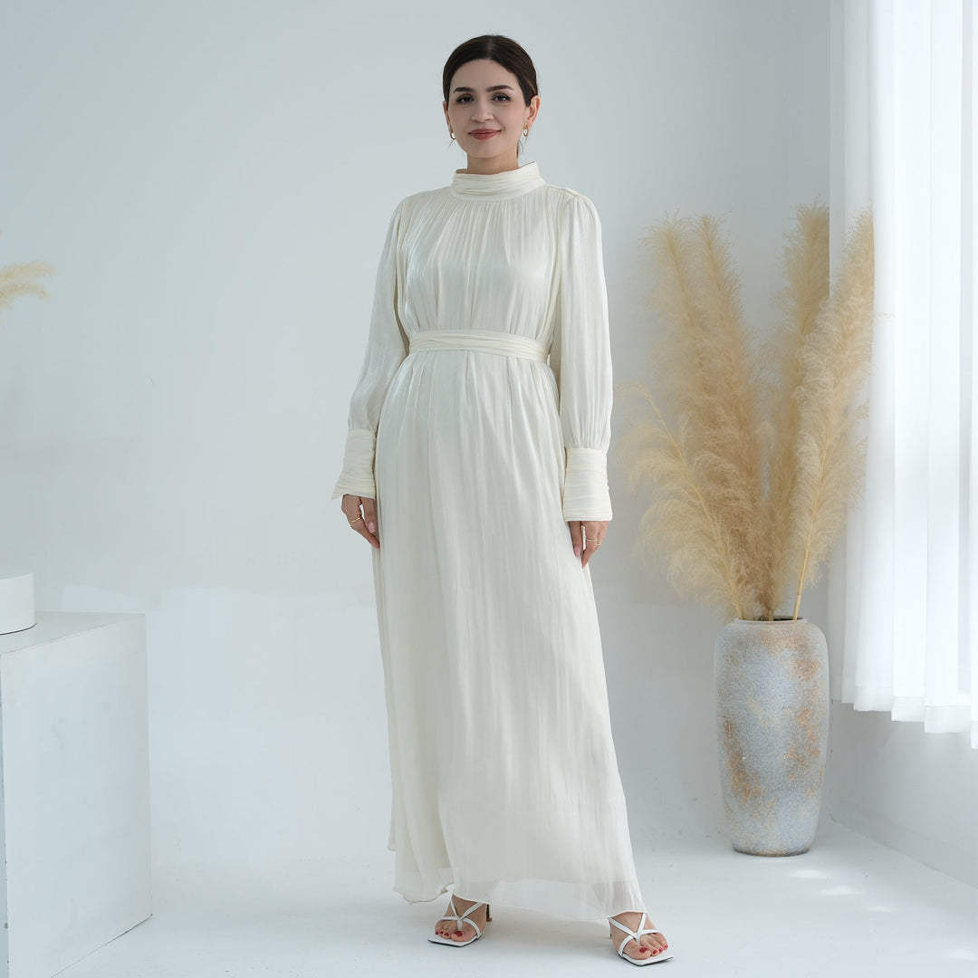 Get trendy with Indira Sparkles Long Sleeve Maxi Dress - Ivory - Dresses available at Voilee NY. Grab yours for $69.90 today!