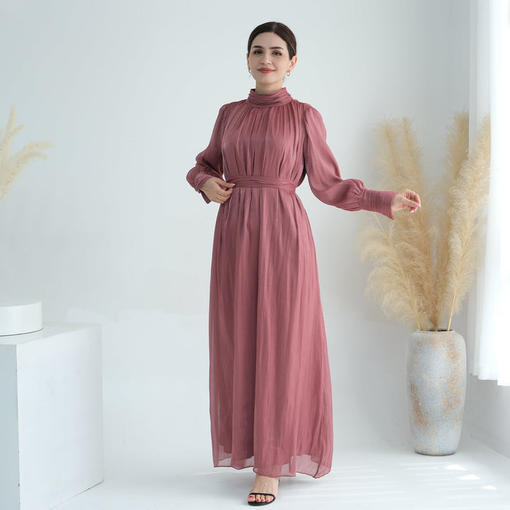 Get trendy with Indira Sparkles Long Sleeve Maxi Dress - Magenta - Dresses available at Voilee NY. Grab yours for $69.90 today!