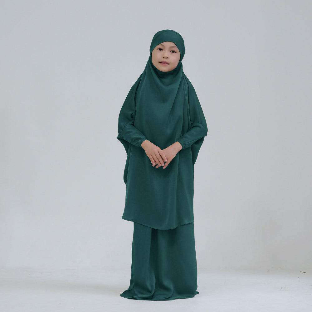 Nabela Kids Jilbab Set - Dark Emerald Skirts from Voilee NY