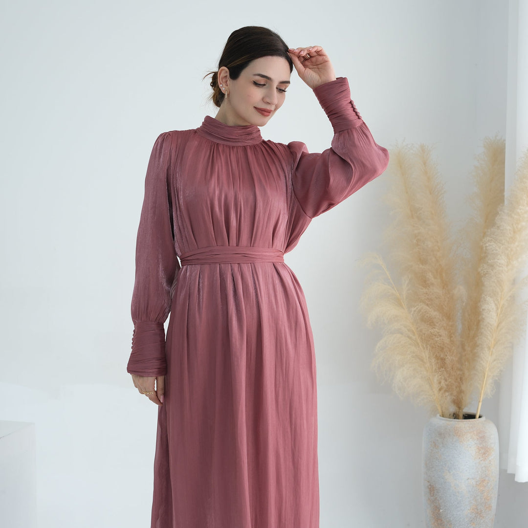 Get trendy with Indira Sparkles Long Sleeve Maxi Dress - Magenta - Dresses available at Voilee NY. Grab yours for $69.90 today!