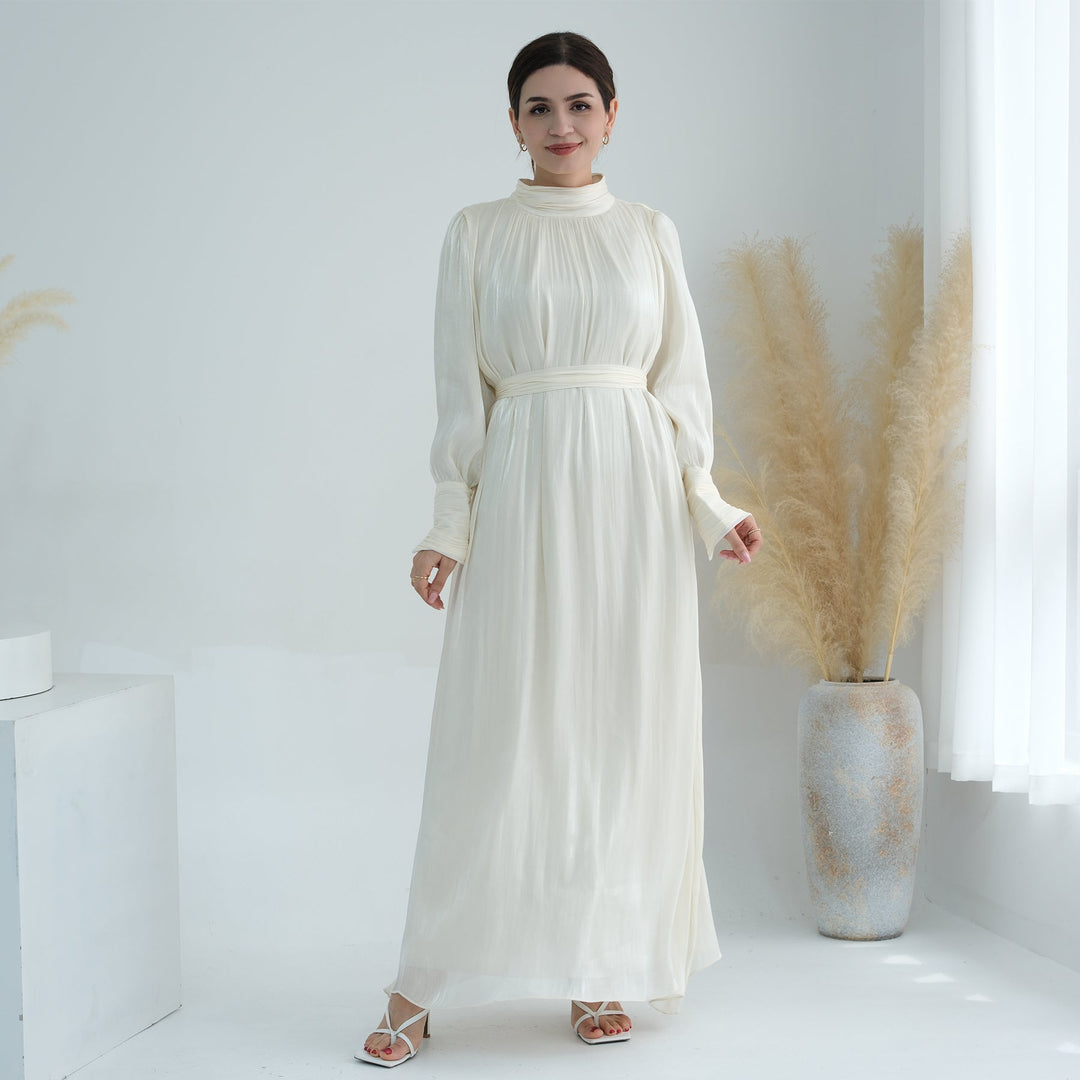 Get trendy with Indira Sparkles Long Sleeve Maxi Dress - Ivory - Dresses available at Voilee NY. Grab yours for $69.90 today!