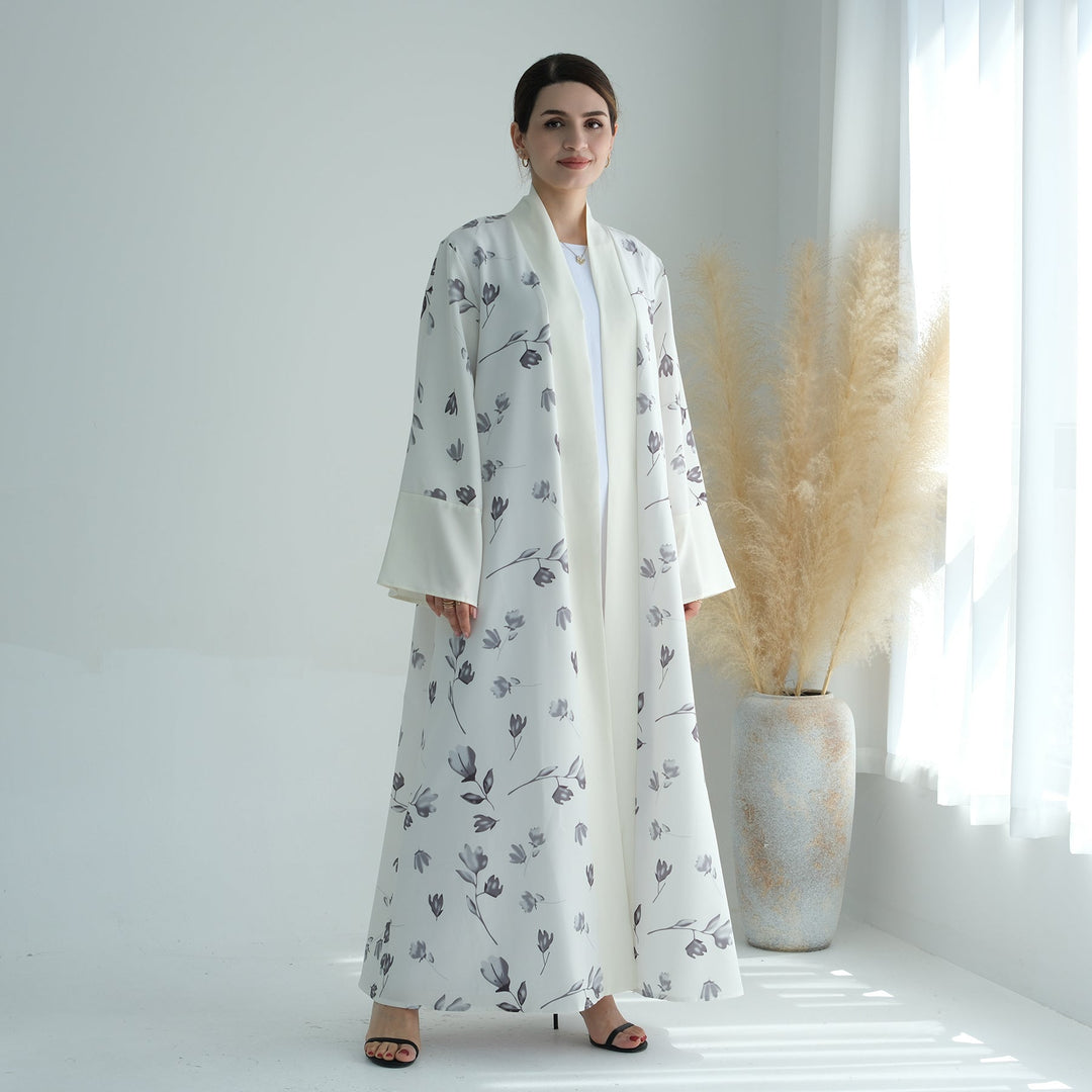 Get trendy with Flora 2-Piece Abaya Set - White -  available at Voilee NY. Grab yours for $89.90 today!